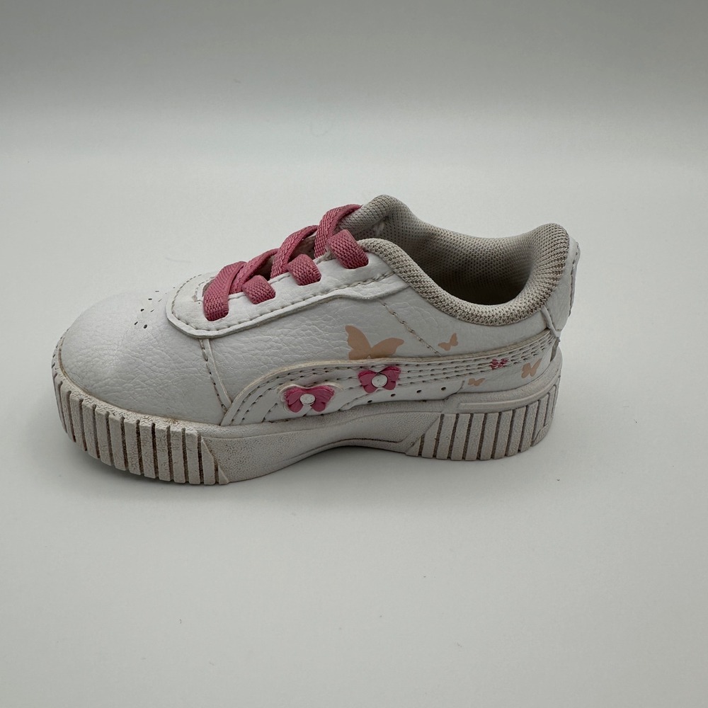 Puma Carina 2.0 Butterfly Sneakers Toddler Size 5C White Pink Platform Shoes - Picture 5 of 11
